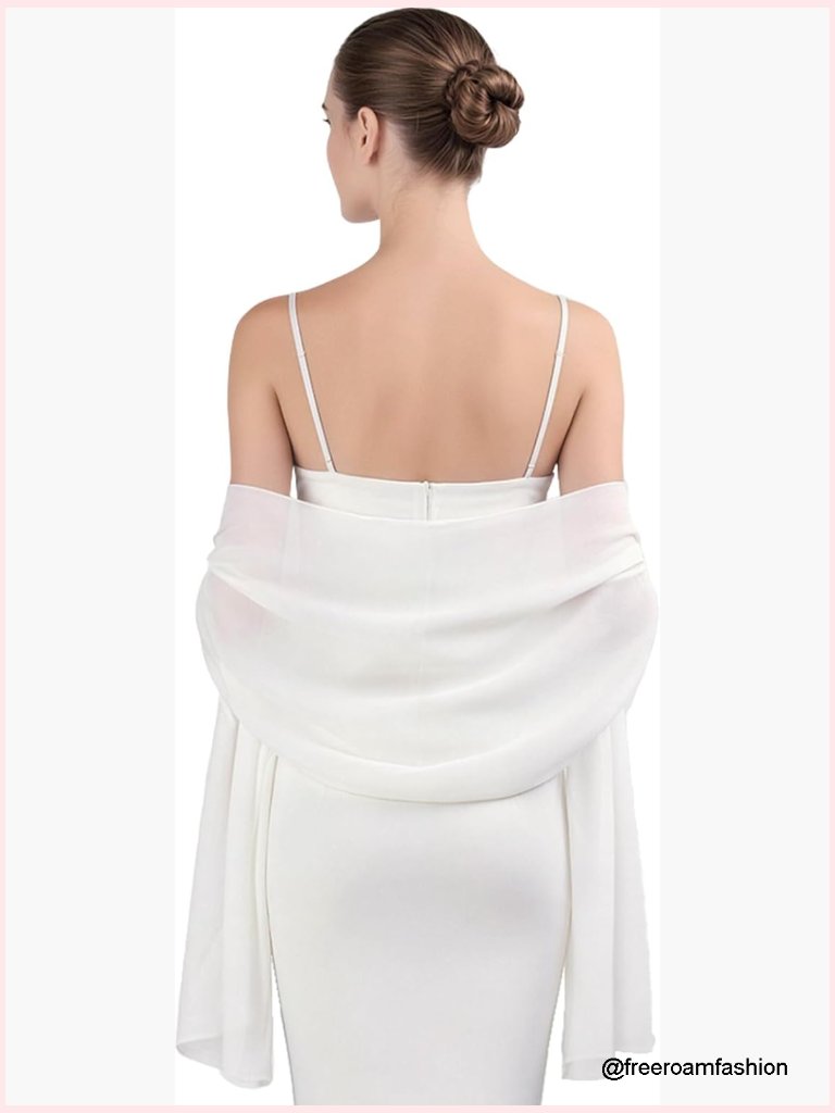 Chiffon Shawl Wrap Elegant Sheer Scarf For Evening Dresses Wedding Bridal